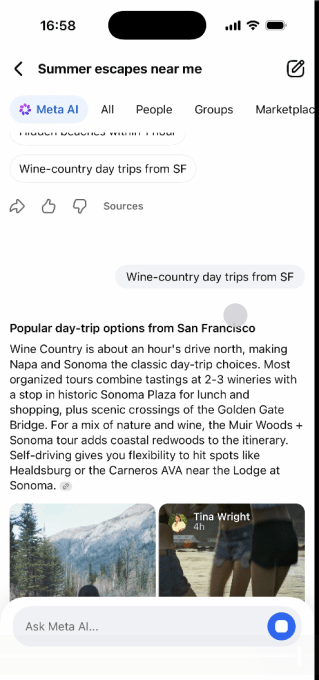 FacebookのAI Mode検索画面イメージ