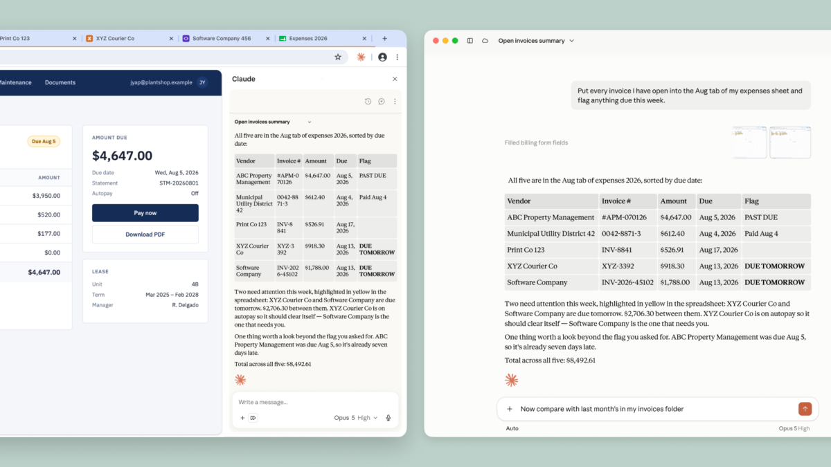 Chromeのサイドパネルで動作するClaude Coworkのセッション画面