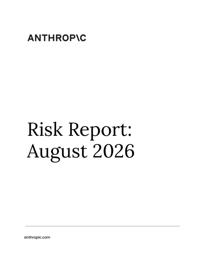 Anthropicが2026年8月14日に公開したRisk Report August 2026の表紙