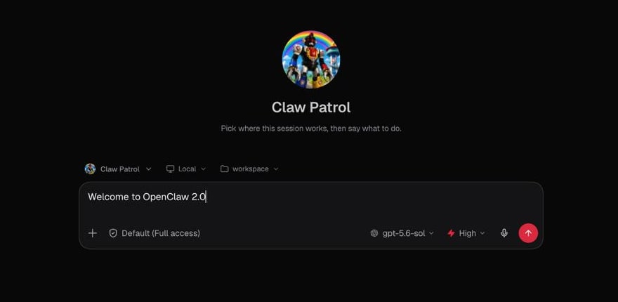OpenClawの再構築されたブラウザアプリの画面