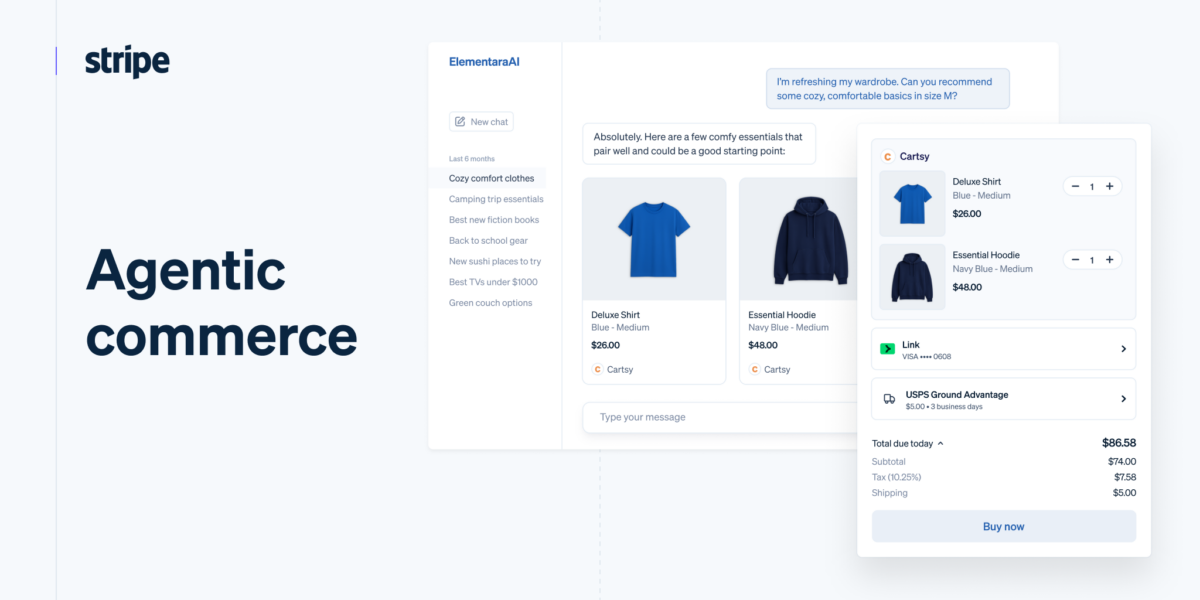 Stripeのエージェント向け決済インフラを示すイメージ