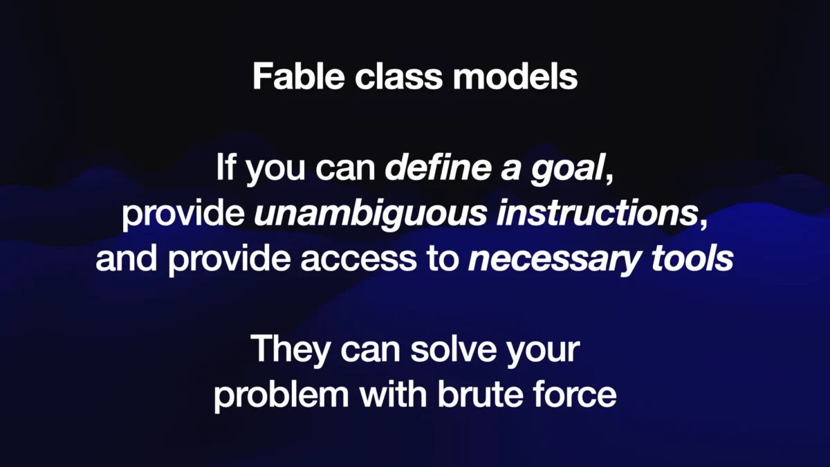Fable級モデルの条件を示したスライド