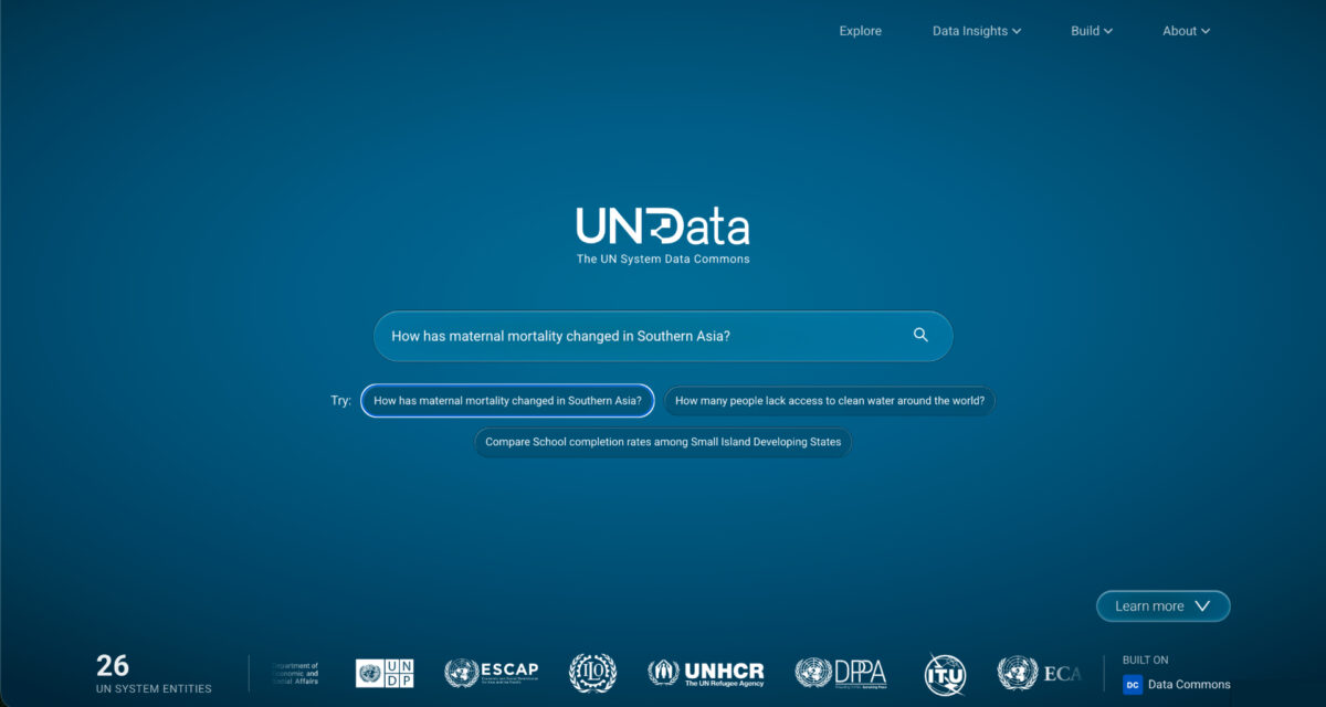 UN System Data Commons の検索画面
